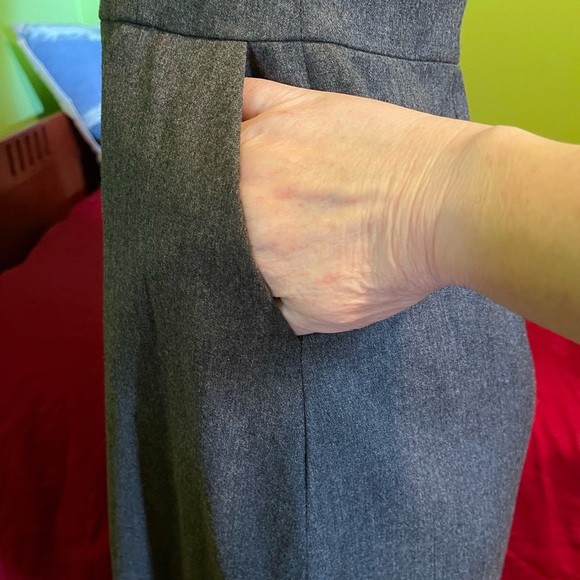 Club Monaco strapless lined grey wool dress Size 6  with side slit pockets - Picture 6 of 9